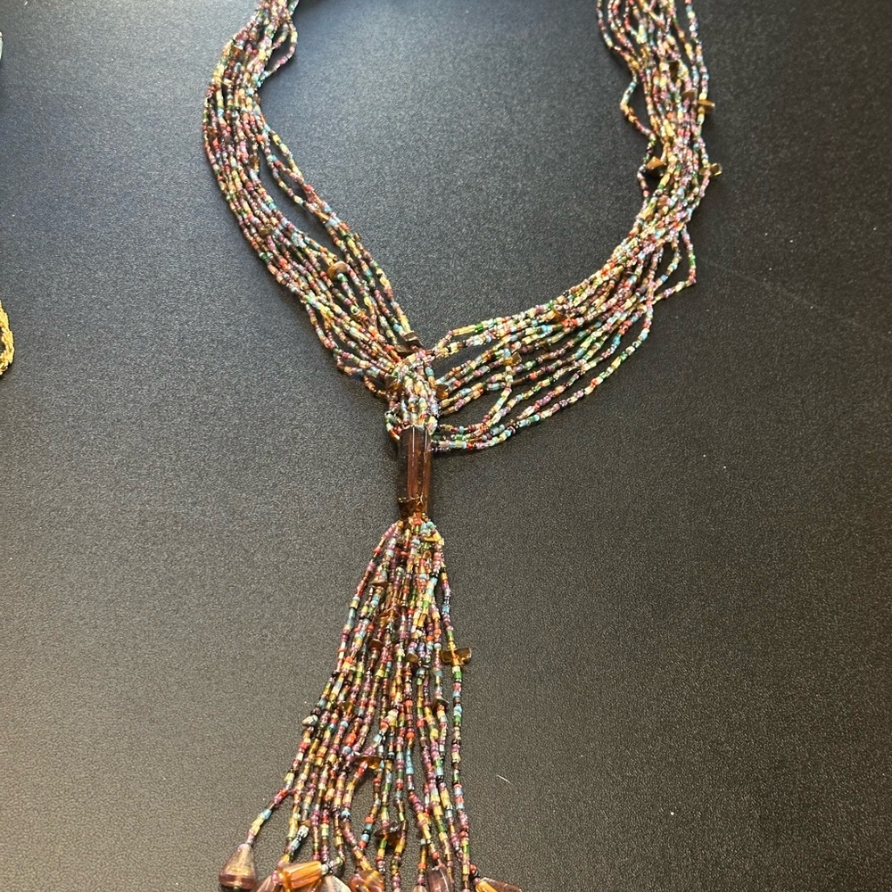 Colorful Beaded Tassel Necklace